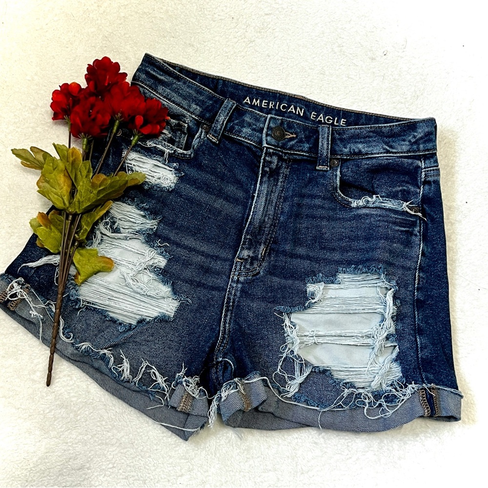 American Eagle Distressed Mom Jean Shorts - Size 4 (27")